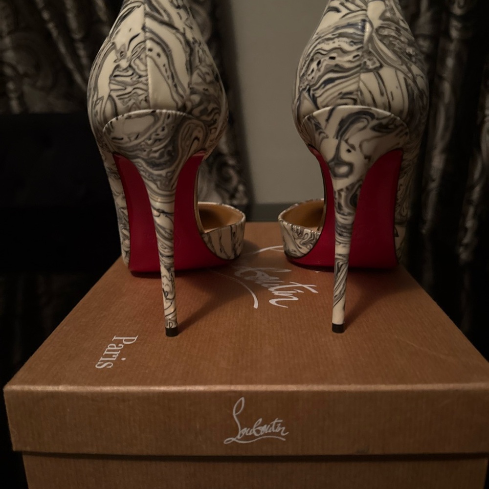 Christian Louboutin Black and White Marble Heels